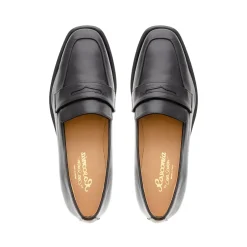 Angeilca Black Leather Penny Loafers<Carl Scarpa New