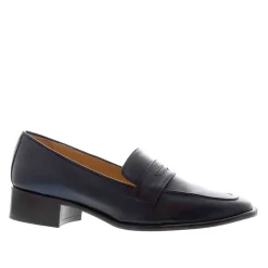 Angeilca Navy Leather Penny Loafers<Carl Scarpa Fashion