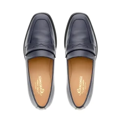 Angeilca Navy Leather Penny Loafers<Carl Scarpa Fashion
