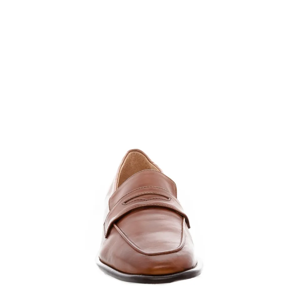 Angeilca Tan Leather Penny Loafers<Carl Scarpa Outlet