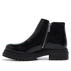 Arletta Black Croc Patent Leather Ankle Boots<Carl Scarpa Sale