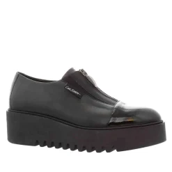 Ash Black Italian Leather Platform Loafers<Carl Scarpa Clearance