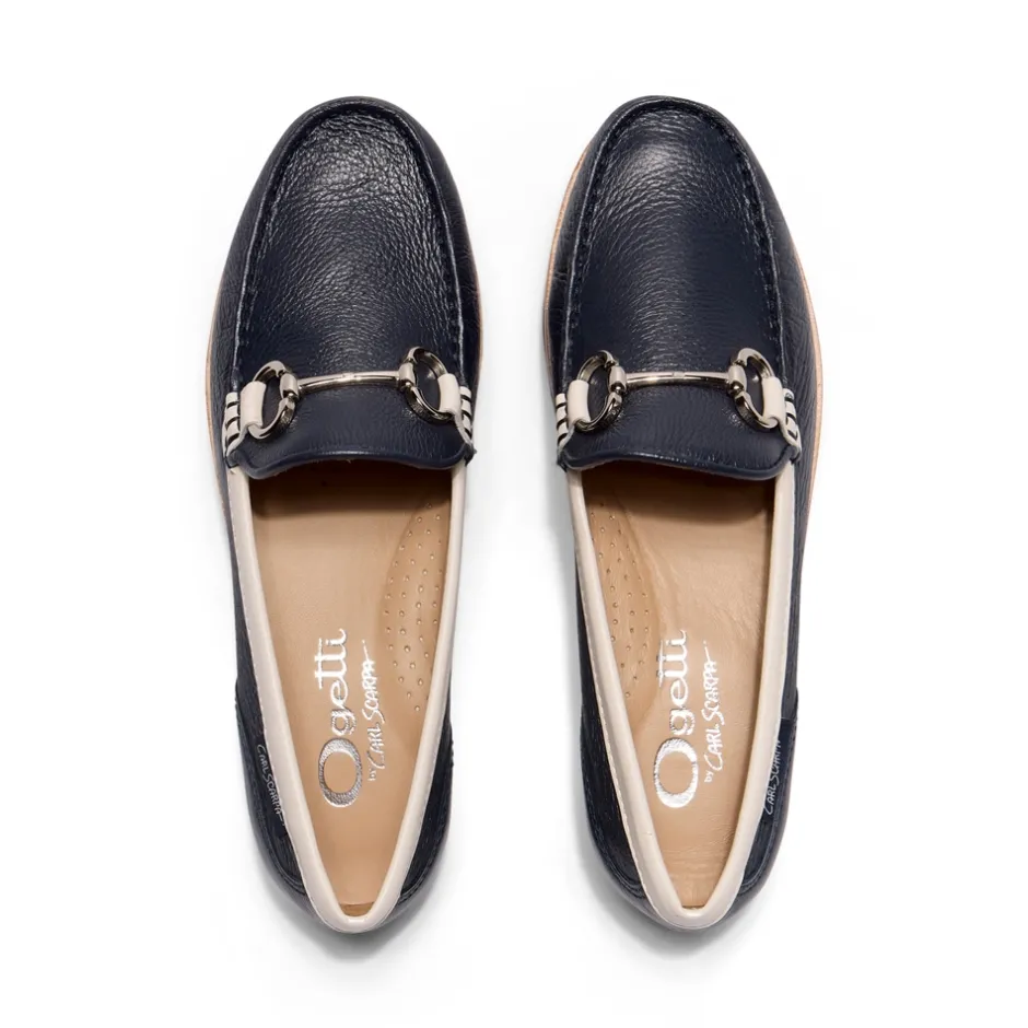 Aubrigo Off White-Navy Leather Snaffle Loafers<Carl Scarpa Outlet