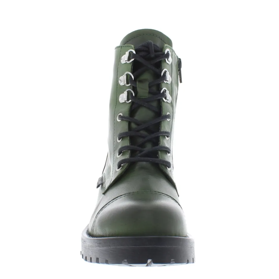 Blanca Chunky Lace-Up Green Leather Ankle Boot<Carl Scarpa Hot