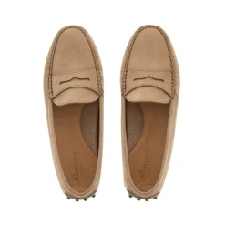 Domenica Beige Nubuck Suede Penny Loafers<Carl Scarpa Cheap