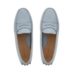 Domenica Light Blue Nubuck Suede Penny Loafers<Carl Scarpa Best