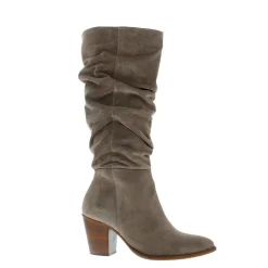 Ellis Grey Ruched Suede Long Ankle Boots<Carl Scarpa Shop