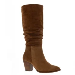 Ellis Tan Rouched Suede Long Ankle Boots<Carl Scarpa Fashion