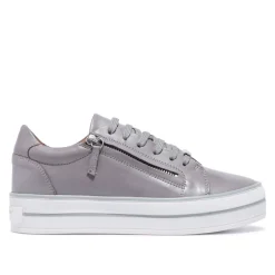 Fissato Grey Leather Trainers<Carl Scarpa Cheap
