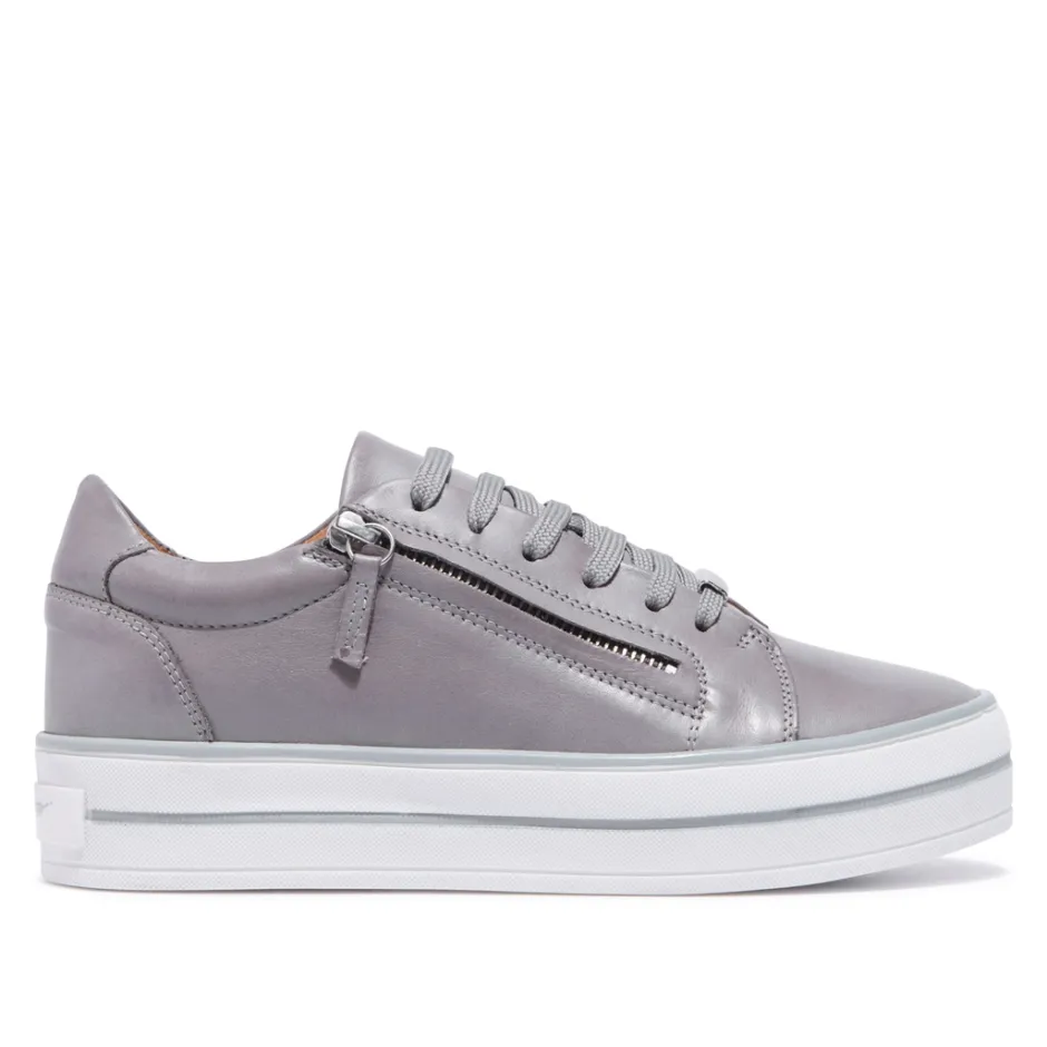 Fissato Grey Leather Trainers<Carl Scarpa Cheap