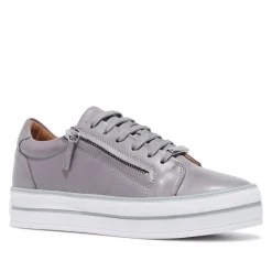 Fissato Grey Leather Trainers<Carl Scarpa Cheap