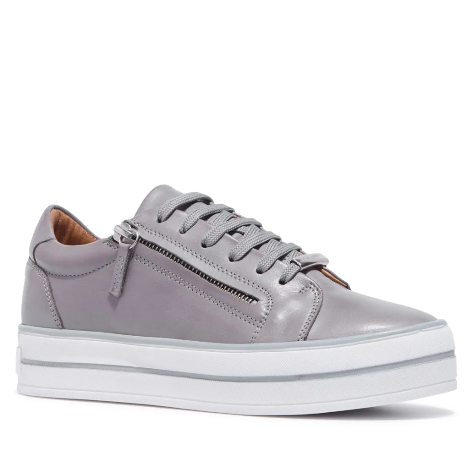 Fissato Grey Leather Trainers<Carl Scarpa Cheap