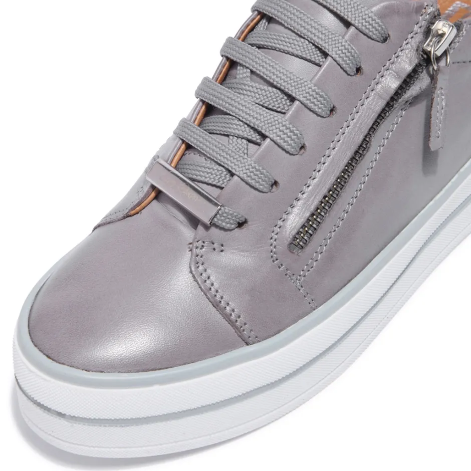 Fissato Grey Leather Trainers<Carl Scarpa Cheap