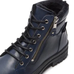 Galina Navy Leather Ankle Boots<Carl Scarpa Hot