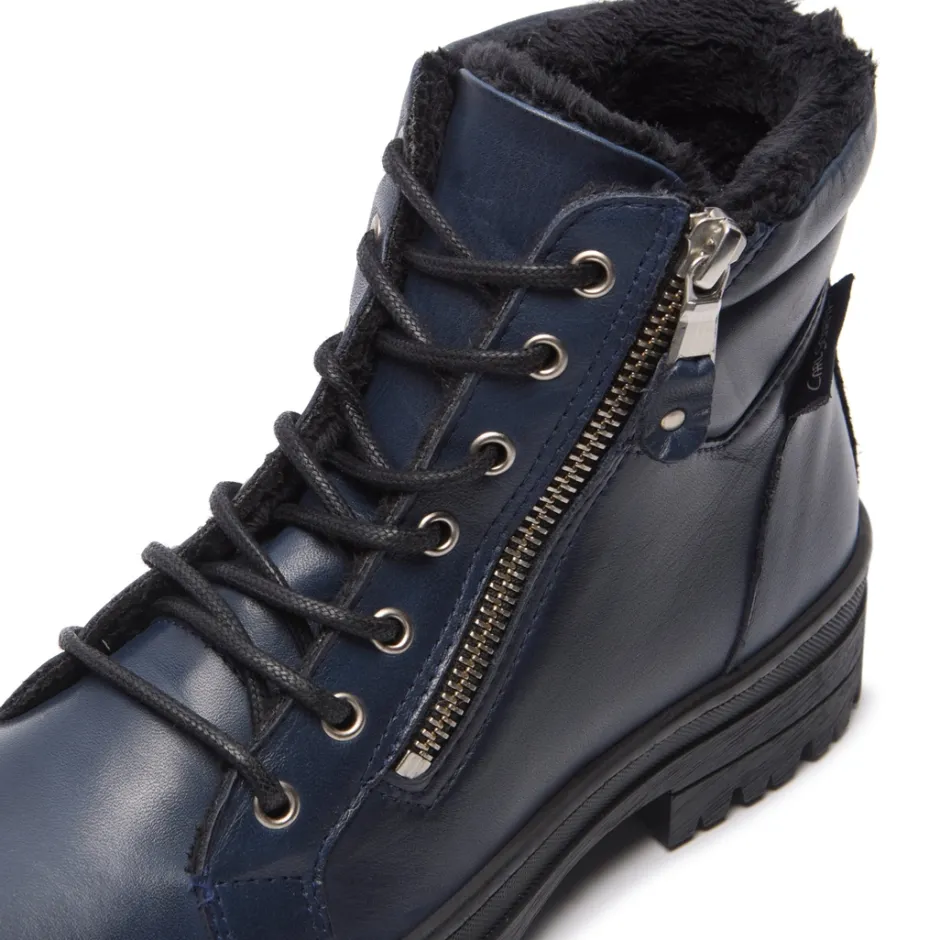 Galina Navy Leather Ankle Boots<Carl Scarpa Hot