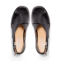 Glorioso Black Leather Wedge Platform Sandals<Carl Scarpa Hot