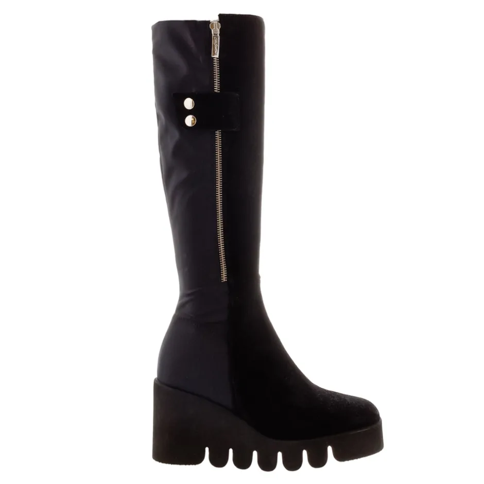 Hail Black Leather Wavesole Knee High Boots<Carl Scarpa New