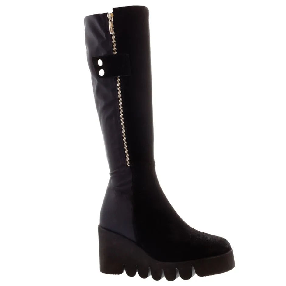 Hail Black Leather Wavesole Knee High Boots<Carl Scarpa New