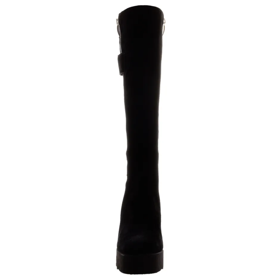 Hail Black Leather Wavesole Knee High Boots<Carl Scarpa New