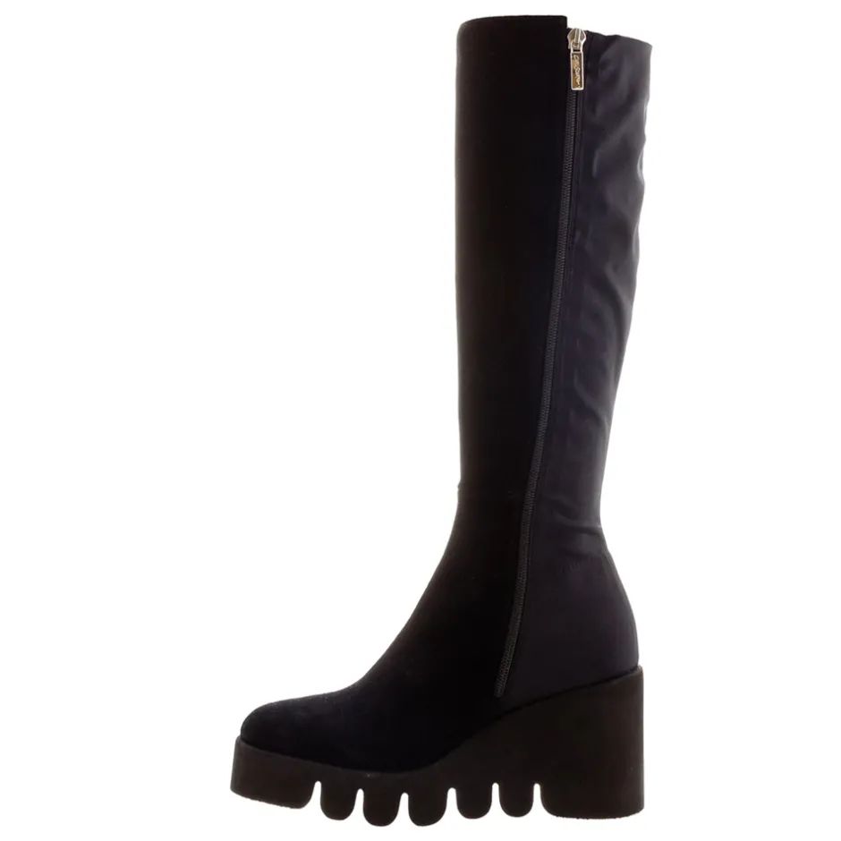 Hail Black Leather Wavesole Knee High Boots<Carl Scarpa New