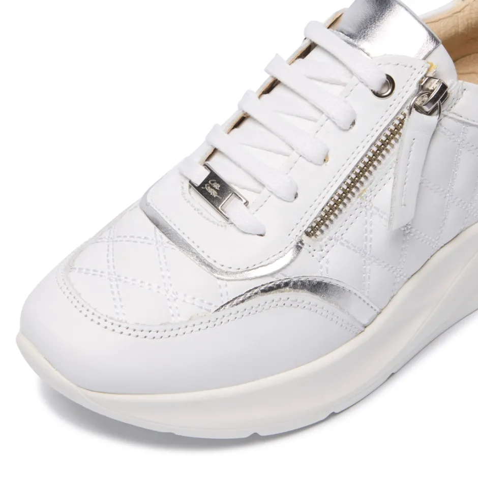 Lestina White Silver Leather Leisure<Carl Scarpa Hot