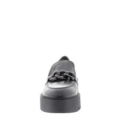 Lizi Black Leather Chain Wedge Loafers<Carl Scarpa New