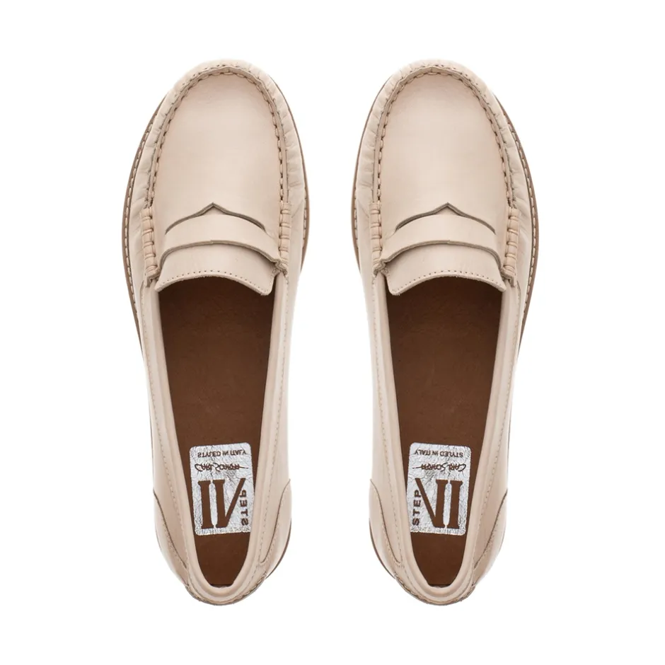 Lucentia Beige Leather Wedge Loafers<Carl Scarpa Best