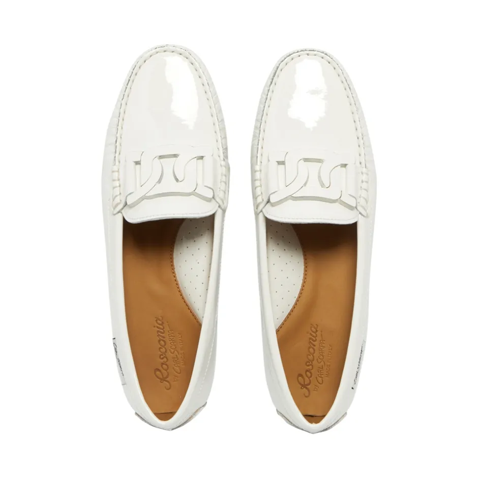 Martedi White Patent Leather Driving Loafers<Carl Scarpa Store