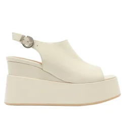 Mirra Off White Leather Wedge Platform Sandals<Carl Scarpa Store