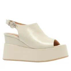 Mirra Off White Leather Wedge Platform Sandals<Carl Scarpa Store