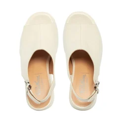 Mirra Off White Leather Wedge Platform Sandals<Carl Scarpa Store