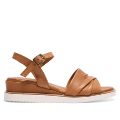 Myriad Tan Leather Wedge Sandals<Carl Scarpa Shop