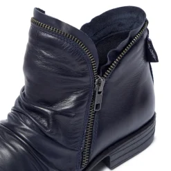 Natalia Navy Leather Ankle Boots<Carl Scarpa Fashion