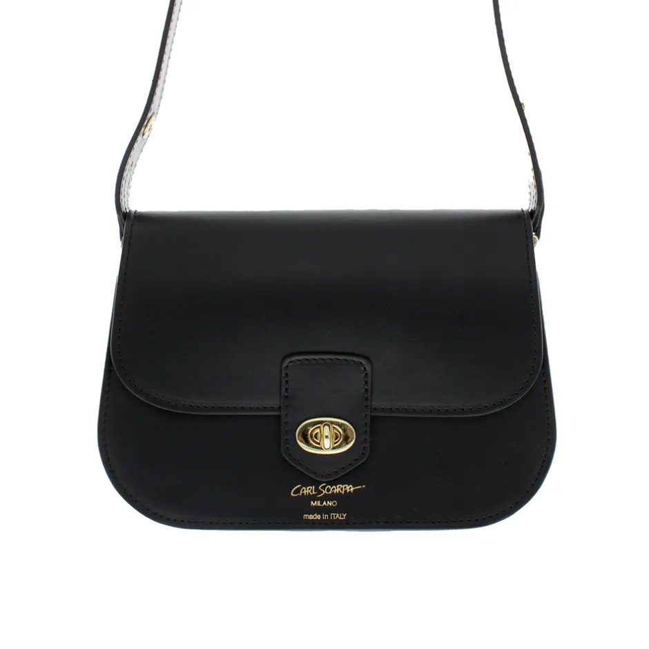 Orsina Black Italian Leather Shoulder Bag<Carl Scarpa Cheap