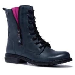 Paulette Navy Pink Leather Ankle Boots<Carl Scarpa Clearance