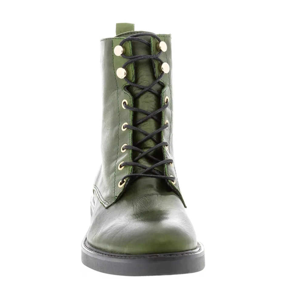 Roux Green Leather Lace Up Ankle Boots<Carl Scarpa Cheap