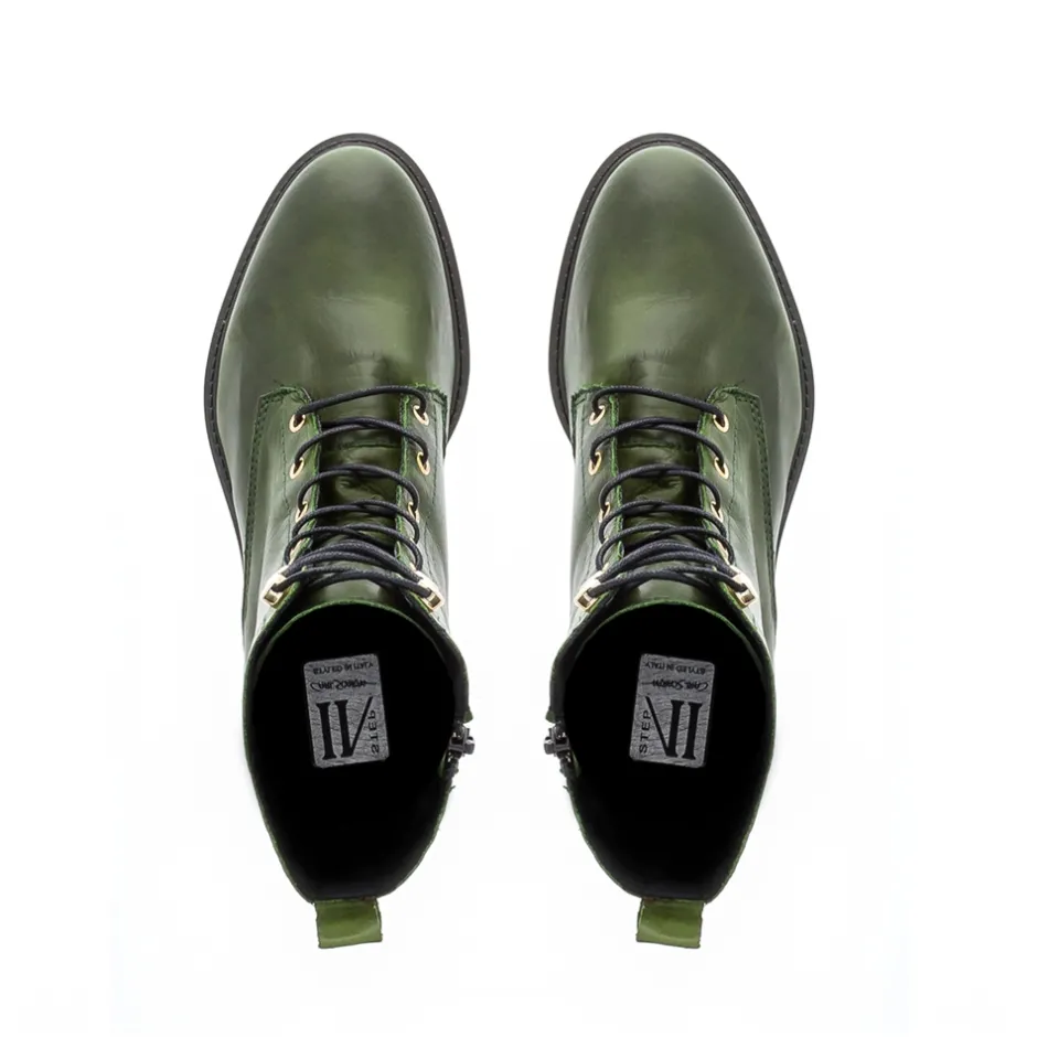 Roux Green Leather Lace Up Ankle Boots<Carl Scarpa Cheap