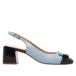 Sardinia Blue Leather Block Heel Courts<Carl Scarpa Sale
