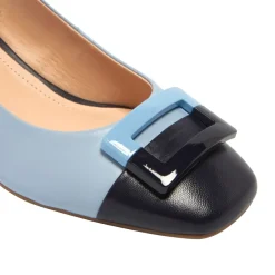 Sardinia Blue Leather Block Heel Courts<Carl Scarpa Sale