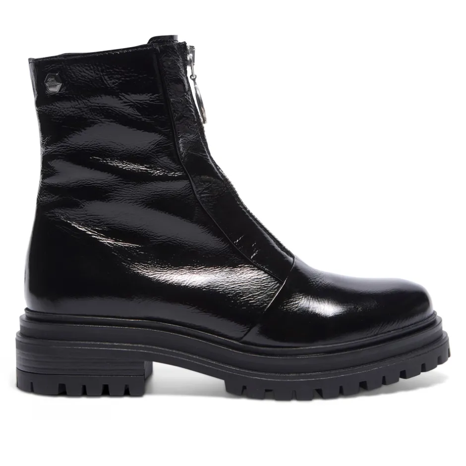Savita Black Patent Leather Zip-Up Ankle Boots<Carl Scarpa Online
