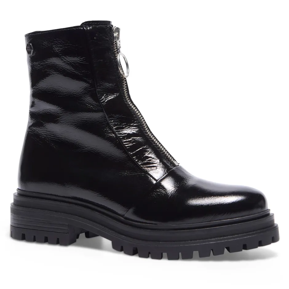 Savita Black Patent Leather Zip-Up Ankle Boots<Carl Scarpa Online