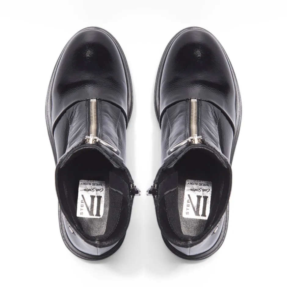 Savita Black Patent Leather Zip-Up Ankle Boots<Carl Scarpa Online