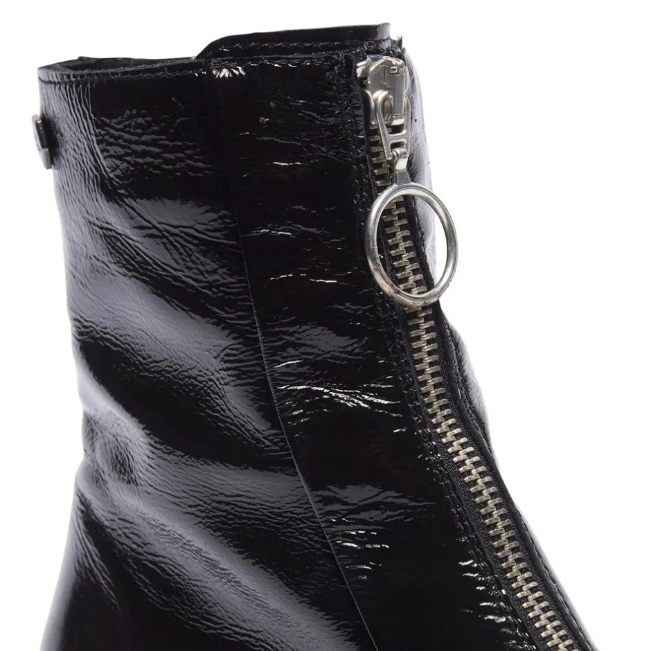 Savita Black Patent Leather Zip-Up Ankle Boots<Carl Scarpa Online