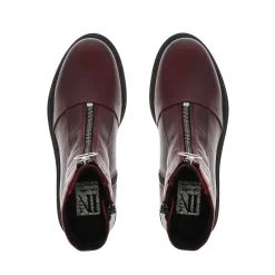 Savita Burgundy Zip-Up Leather Ankle Boots<Carl Scarpa Online