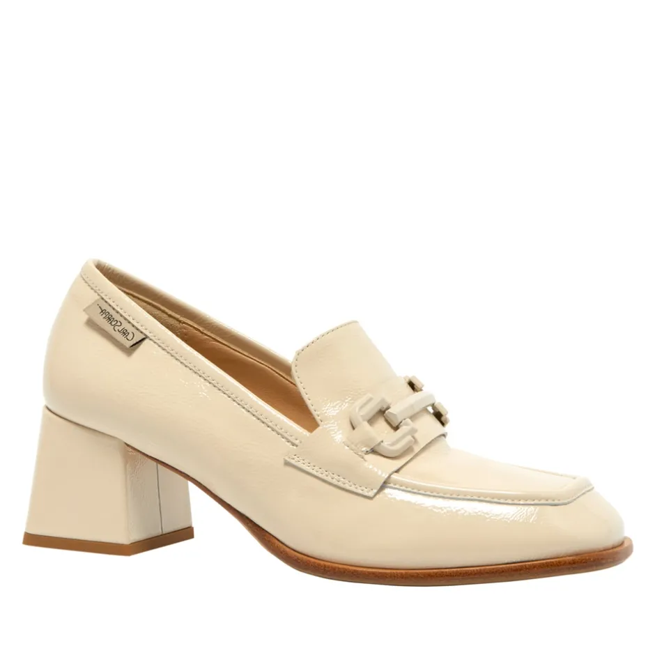 Senso Off White Leather Block Heel Loafers<Carl Scarpa Flash Sale