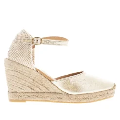 Sicily Champagne Leather Espadrille Wedge Sandals<Carl Scarpa Shop