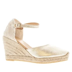 Sicily Champagne Leather Espadrille Wedge Sandals<Carl Scarpa Shop