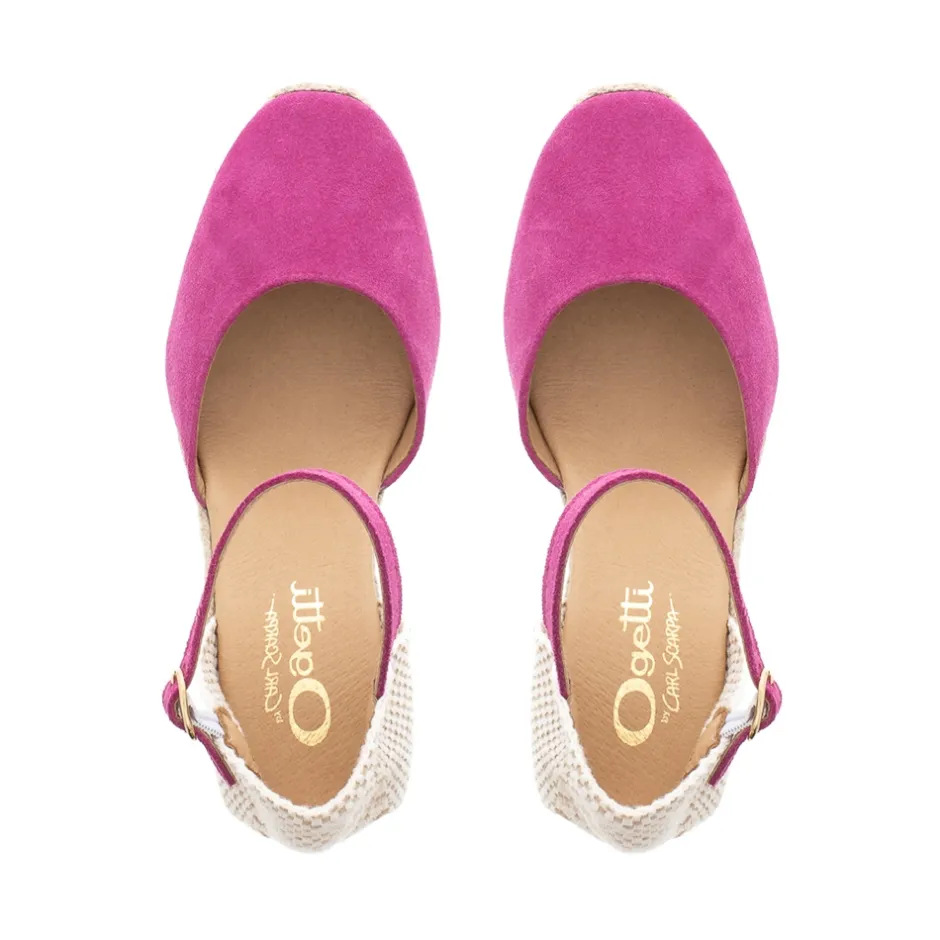 Sicily Fuchsia Suede Espadrille Wedge Sandals<Carl Scarpa Flash Sale