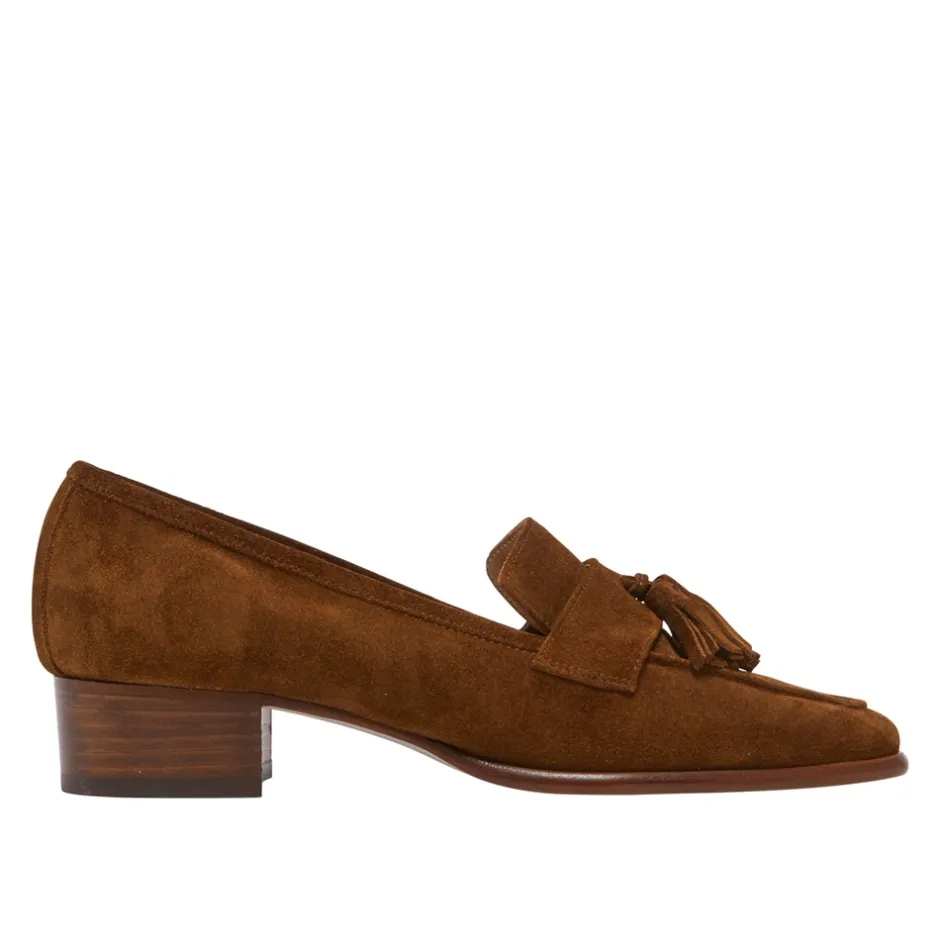 Tristini Tan Suede Low Block Heel Loafers<Carl Scarpa Cheap
