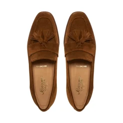 Tristini Tan Suede Low Block Heel Loafers<Carl Scarpa Cheap